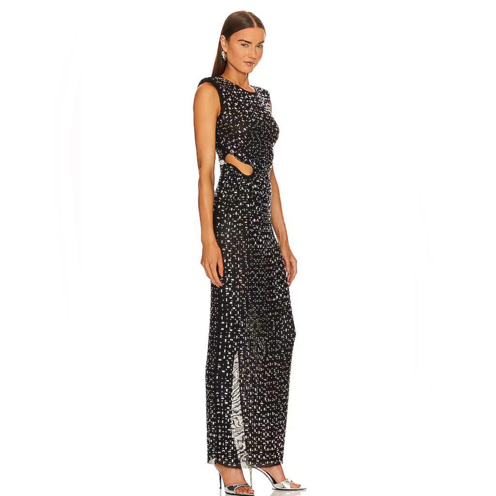 Self- Portrait Rarely Worn Black Dress. Rhinestone Gown In Black Size 6